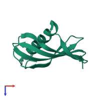 Monomeric assembly 2 of PDB entry 6l4i coloured by chemically distinct molecules, top view.