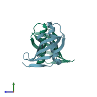 PDB entry 6l4i coloured by chain, side view.