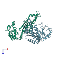 PDB entry 6l5d coloured by chain, top view.