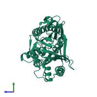 PDB entry 6l5u coloured by chain, side view.