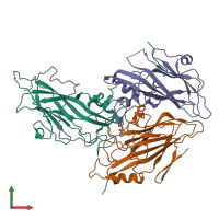 PDB entry 6lb1 coloured by chain, front view.