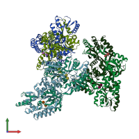 PDB entry 6lf3 coloured by chain, front view.