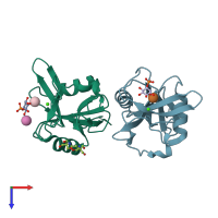 PDB entry 6lfj coloured by chain, top view.