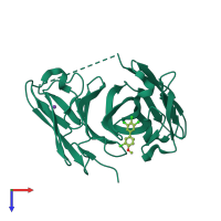 PDB entry 6lfw coloured by chain, top view.