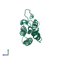 PDB entry 6lg6 coloured by chain, side view.