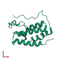 PDB entry 6lg7 coloured by chain, front view.