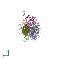 PDB entry 6lhp coloured by chain, side view.