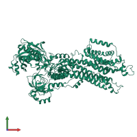 Sarcoplasmic/endoplasmic reticulum calcium ATPase 2 in PDB entry 6lly, assembly 1, front view.