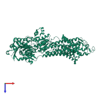 Sarcoplasmic/endoplasmic reticulum calcium ATPase 2 in PDB entry 6lly, assembly 1, top view.