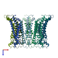 PDB entry 6lmw coloured by chain, top view.