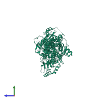PDB entry 6ln9 coloured by chain, side view.