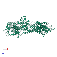 PDB entry 6ln9 coloured by chain, top view.