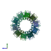 PDB entry 6lom coloured by chain, side view.