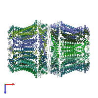 PDB entry 6lom coloured by chain, top view.