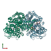 PDB entry 6lq4 coloured by chain, front view.