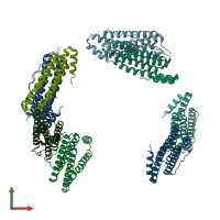 PDB entry 6ls3 coloured by chain, front view.