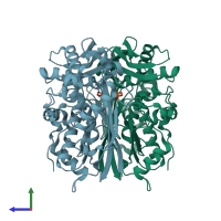 PDB entry 6ltw coloured by chain, side view.