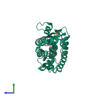 PDB entry 6lx9 coloured by chain, side view.