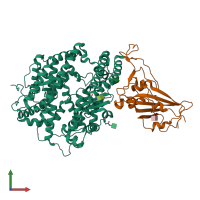 PDB entry 6lzg coloured by chain, front view.