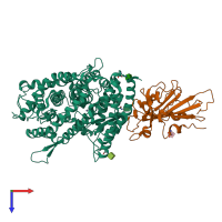 PDB entry 6lzg coloured by chain, top view.