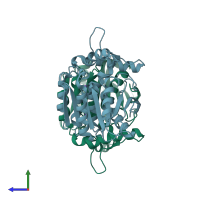 PDB entry 6lzh coloured by chain, side view.