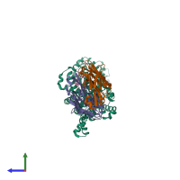 PDB entry 6m0z coloured by chain, side view.