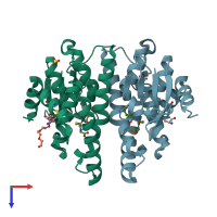 PDB entry 6m1t coloured by chain, top view.