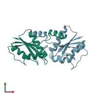 PDB entry 6m25 coloured by chain, front view.