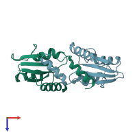 PDB entry 6m25 coloured by chain, top view.