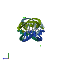PDB entry 6m2p coloured by chain, side view.