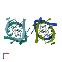 PDB entry 6m2p coloured by chain, top view.