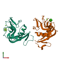 PDB entry 6m5m coloured by chain, front view.