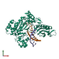 PDB entry 6m7v coloured by chain, front view.