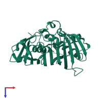 PDB entry 6mbf coloured by chain, top view.