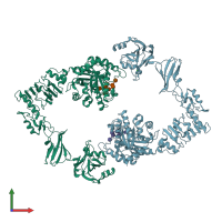 PDB entry 6mdv coloured by chain, front view.