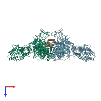 PDB entry 6mdv coloured by chain, top view.