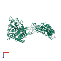 Endo-beta-N-acetylglucosaminidase EndoS2 in PDB entry 6mdv, assembly 1, top view.