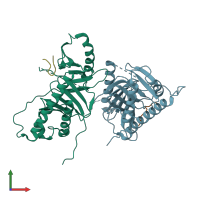 PDB entry 6mf6 coloured by chain, front view.