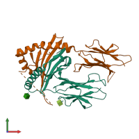 PDB entry 6mff coloured by chain, front view.