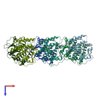 PDB entry 6mhb coloured by chain, top view.