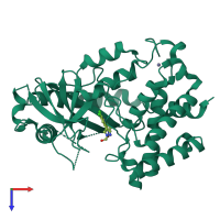 PDB entry 6mju coloured by chain, top view.