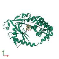 PDB entry 6mjx coloured by chain, front view.