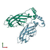 PDB entry 6mlu coloured by chain, front view.