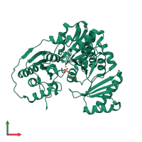 PDB entry 6mlw coloured by chain, front view.