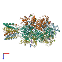 PDB entry 6mmm coloured by chain, top view.