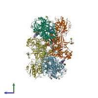 PDB entry 6mms coloured by chain, side view.
