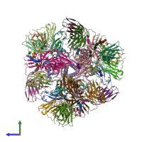 PDB entry 6mph coloured by chain, side view.