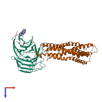 PDB entry 6mpv coloured by chain, top view.