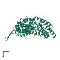 PDB entry 6mri coloured by chain, top view.
