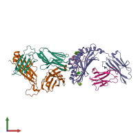 PDB entry 6mss coloured by chain, front view.